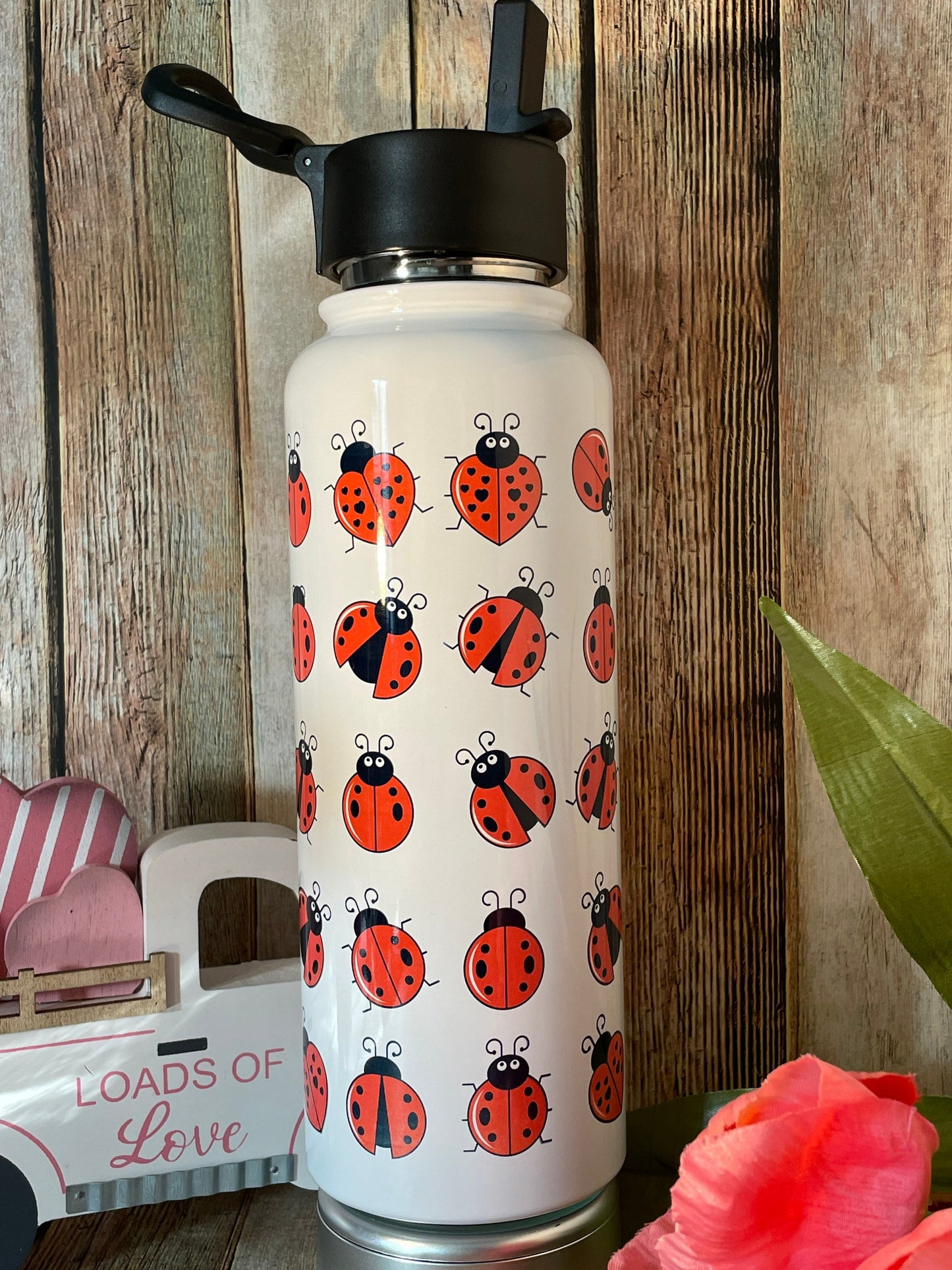 Ladybug Tumbler: Stainless Steel Spring Tumbler