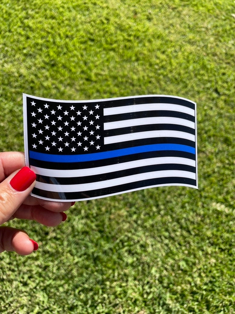Thin Blue Line Flag Magnet: Distressed Police Support Decal