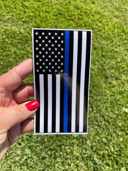 Thin Blue Line Flag Magnet: Distressed Police Support Decal