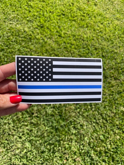 Thin Blue Line Flag Magnet: Distressed Police Support Decal
