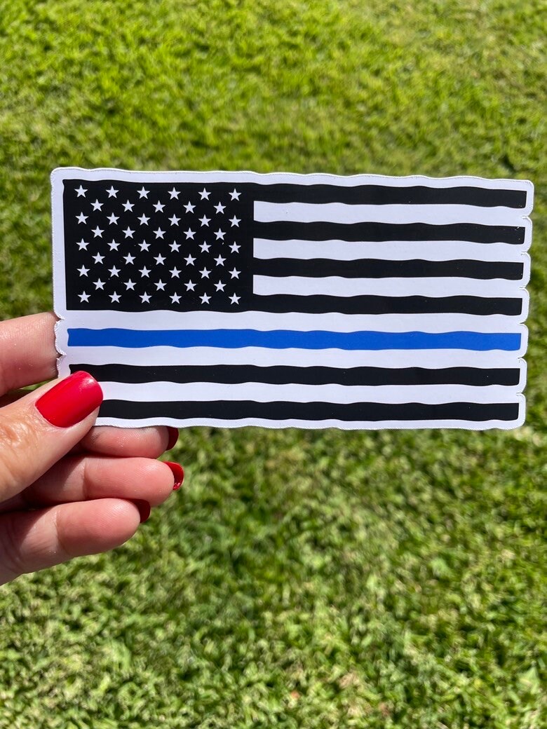Thin Blue Line Flag Magnet: Distressed Police Support Decal