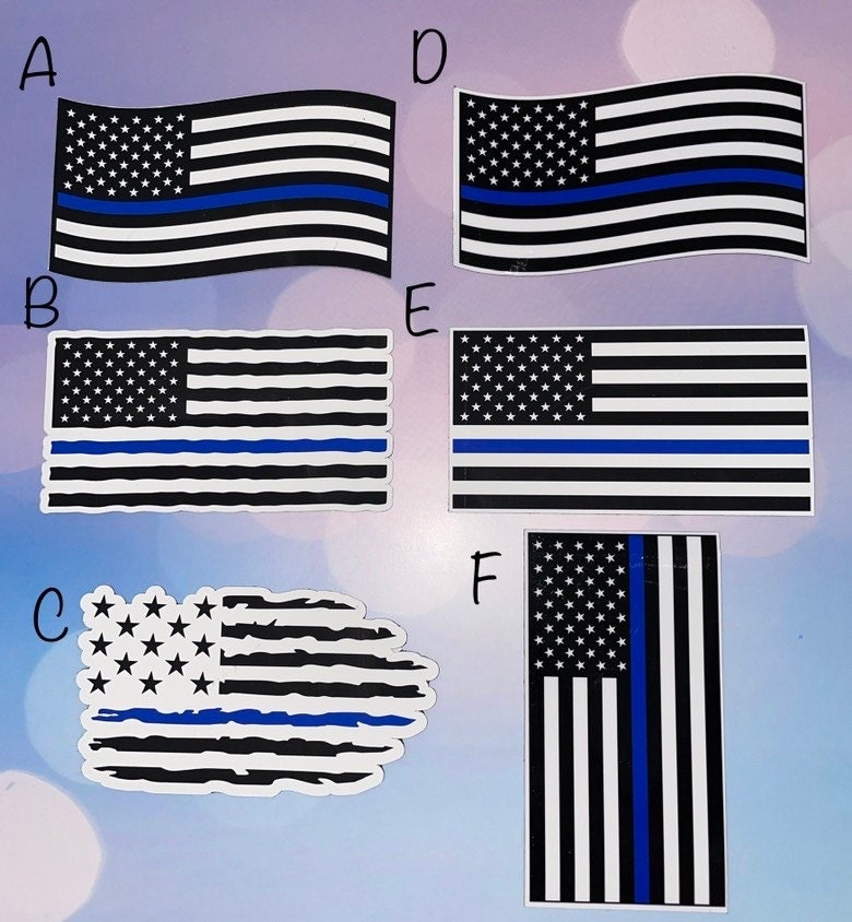 Thin Blue Line Flag Magnet: Distressed Police Support Decal