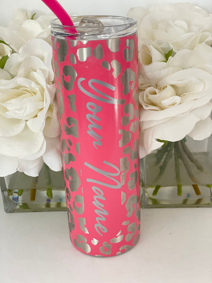 Leopard Print Tumbler | Laser Engraved Animal Print Cup