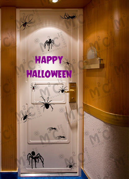 Happy Halloween Cruise Door Magnets: Spiders, Bats, Letters