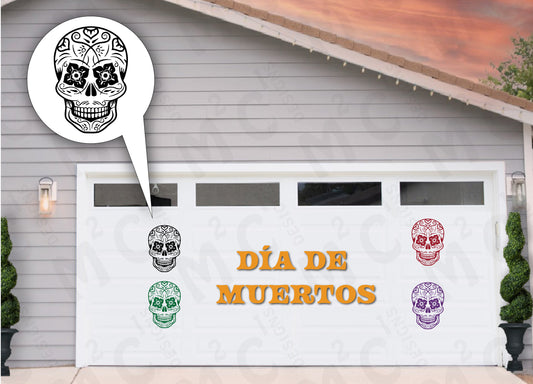 Día de Muertos Sugar Skull Magnets: Festive Garage Door Decor