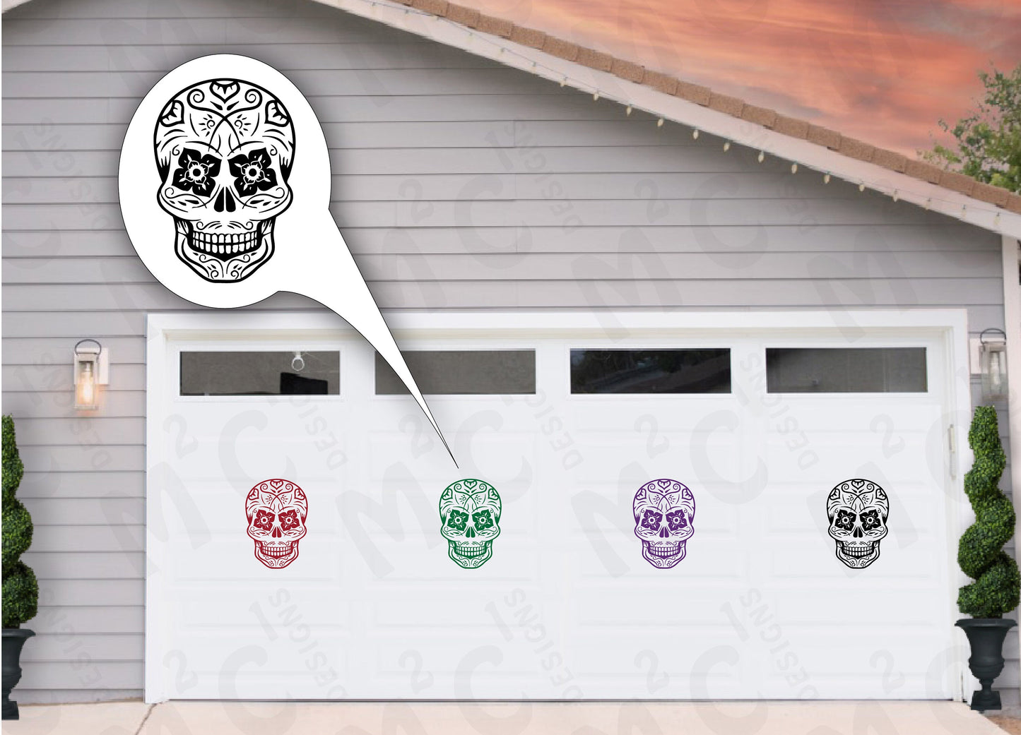 Día de Muertos Sugar Skull Magnets: Festive Garage Door Decor