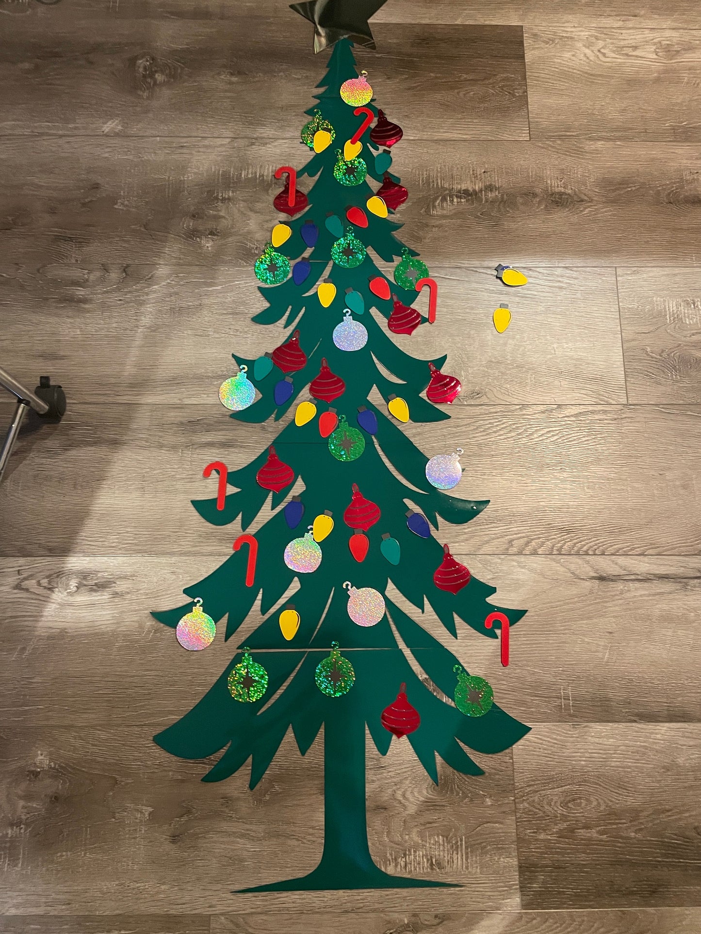 Cruise Ship Cabin door Christmas Tree Decked Out with Ornaments and Candy Canes