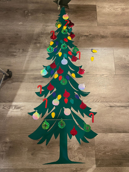 Cruise Ship Cabin door Christmas Tree Decked Out with Ornaments and Candy Canes