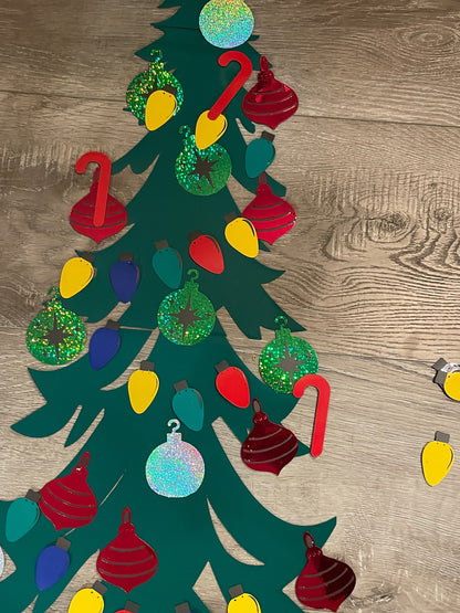 Cruise Ship Cabin door Christmas Tree Decked Out with Ornaments and Candy Canes