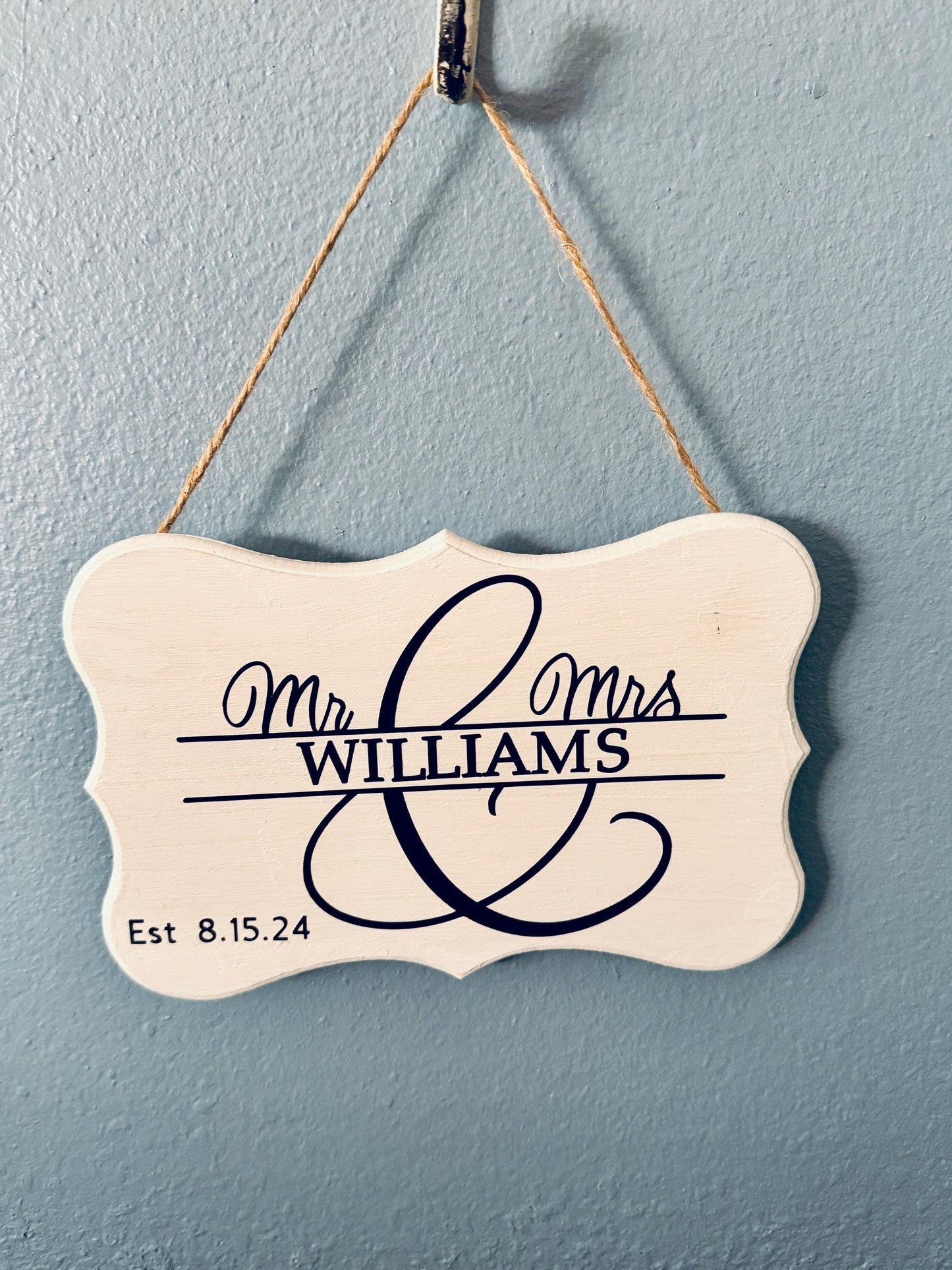 Personalized Mr. and Mrs. Wood Wedding Plaque – Custom Last Name and Date
