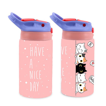 Personalized Kids Tumbler: 12 ounce Stainless Steel Sippy Cup with Fun Patterns