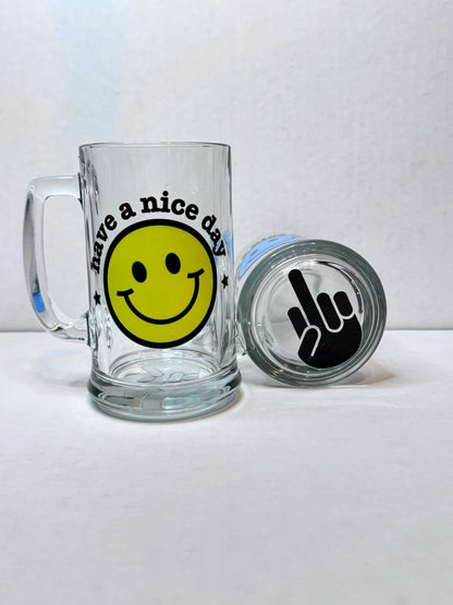 Middle Finger Beer Mug:  Have a Nice Day Humorous Gag Gift