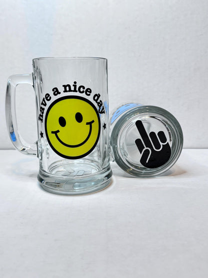 Middle Finger Beer Mug:  Have a Nice Day Humorous Gag Gift