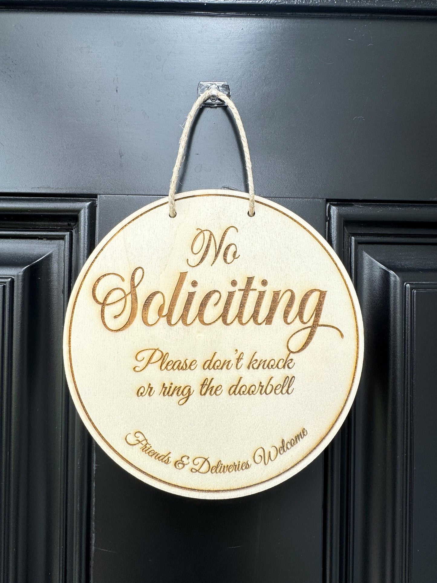 Engraved No Soliciting Wood Signs – Funny and Stylish Entryway Signs for Home & Business