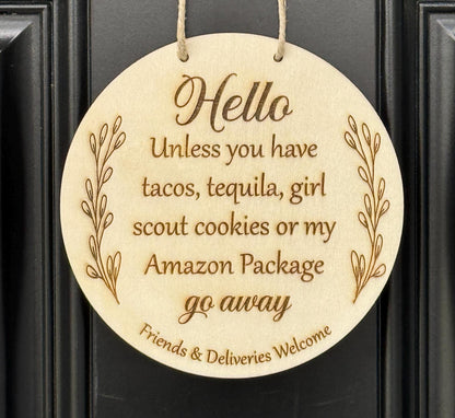 Engraved No Soliciting Wood Signs – Funny and Stylish Entryway Signs for Home & Business