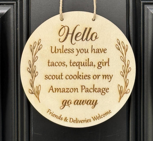 Engraved No Soliciting Wood Signs – Funny and Stylish Entryway Signs for Home & Business
