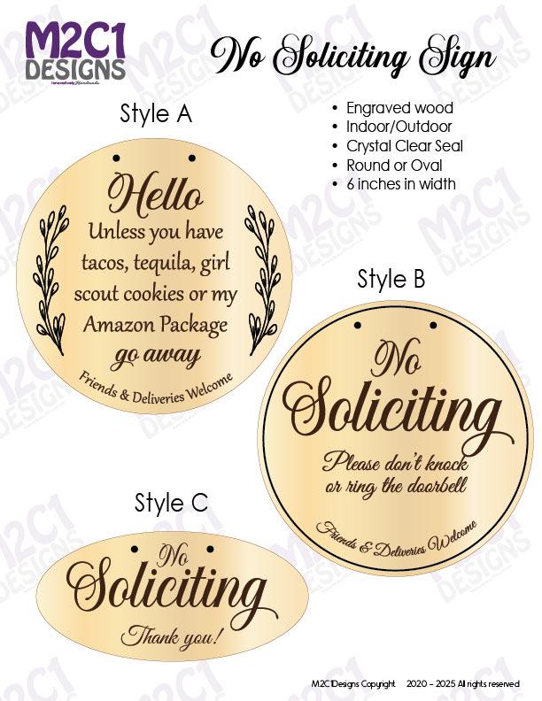 Engraved No Soliciting Wood Signs – Funny and Stylish Entryway Signs for Home & Business