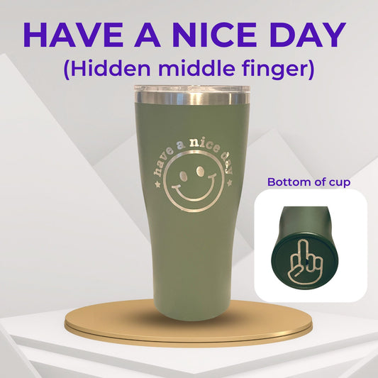 Humorous Stainless Steel Engraved Tumbler: Hidden Middle Finger, Sarcastic Gift