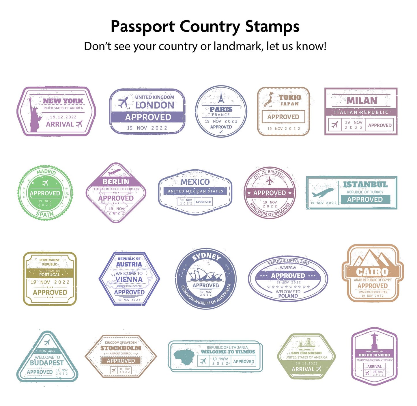 Cruise Ship Cabin door travel decorations Magnet: Travel the World, Passport Stamps