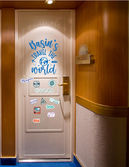 Cruise Ship Cabin door travel decorations Magnet: Travel the World, Passport Stamps