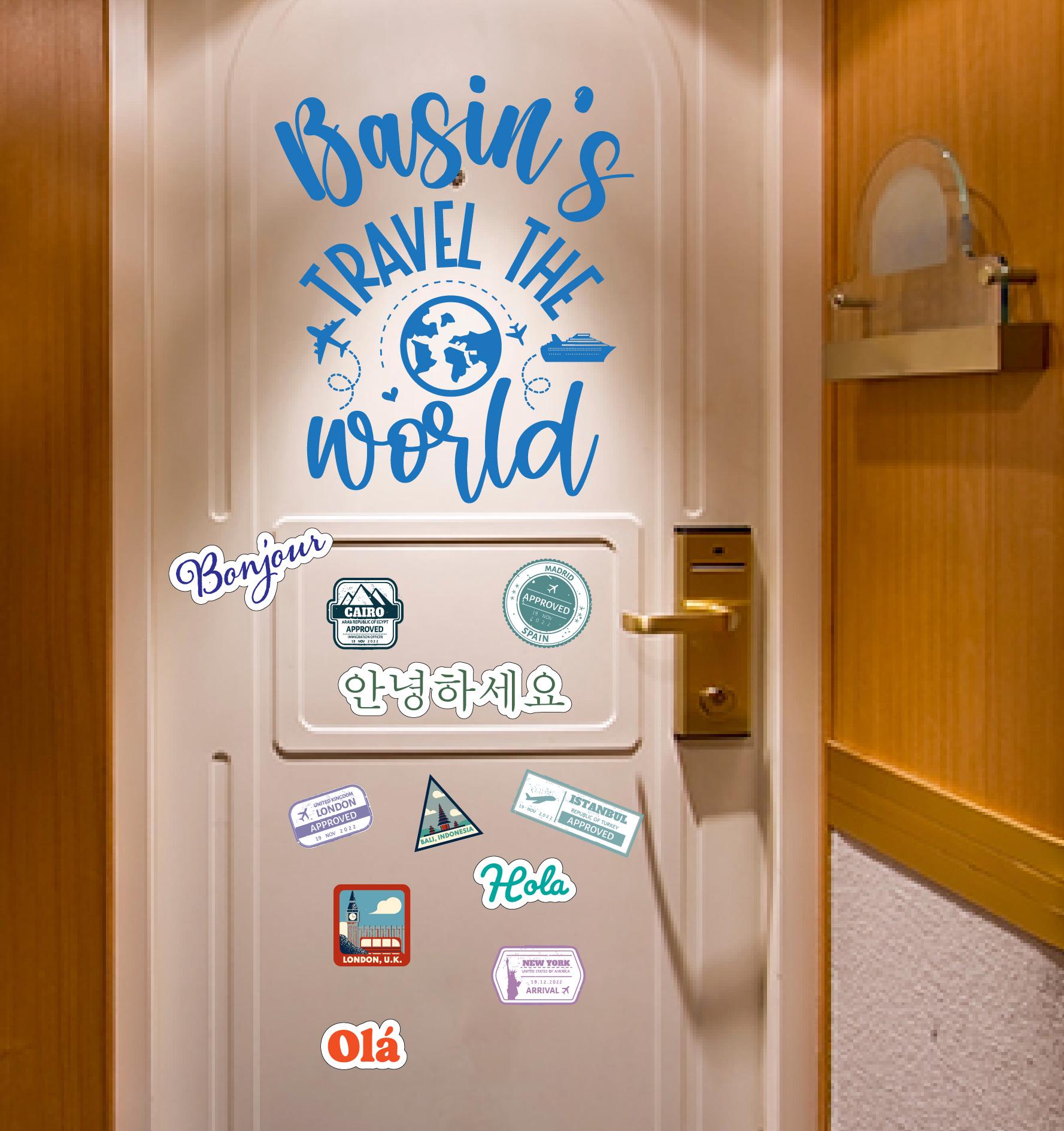 Cruise Ship Cabin door travel decorations Magnet: Travel the World, Passport Stamps