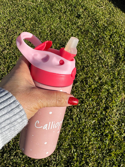 Personalized Kids Tumbler: 12 ounce Stainless Steel Sippy Cup with Fun Patterns