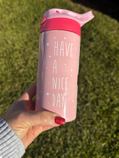 Personalized Kids Tumbler: 12 ounce Stainless Steel Sippy Cup with Fun Patterns
