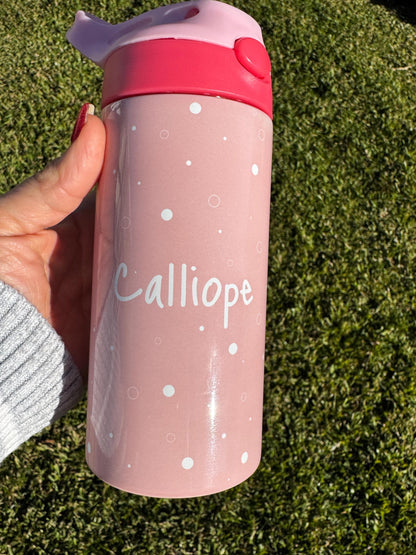 Personalized Kids Tumbler: 12 ounce Stainless Steel Sippy Cup with Fun Patterns