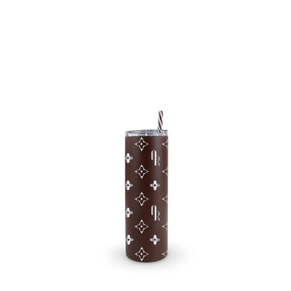 Monogram Pattern Engraved Tumbler: Personalized 20 ounce Stainless Steel Cup