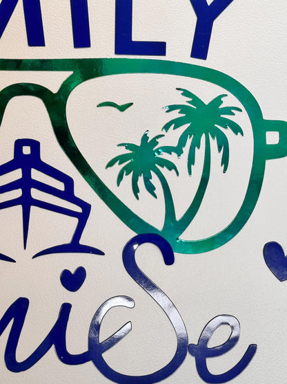 Family Cruise Magnet with Aviator Sunglasses | Personalized Door Decor Magnet | Making Memories Together Sign