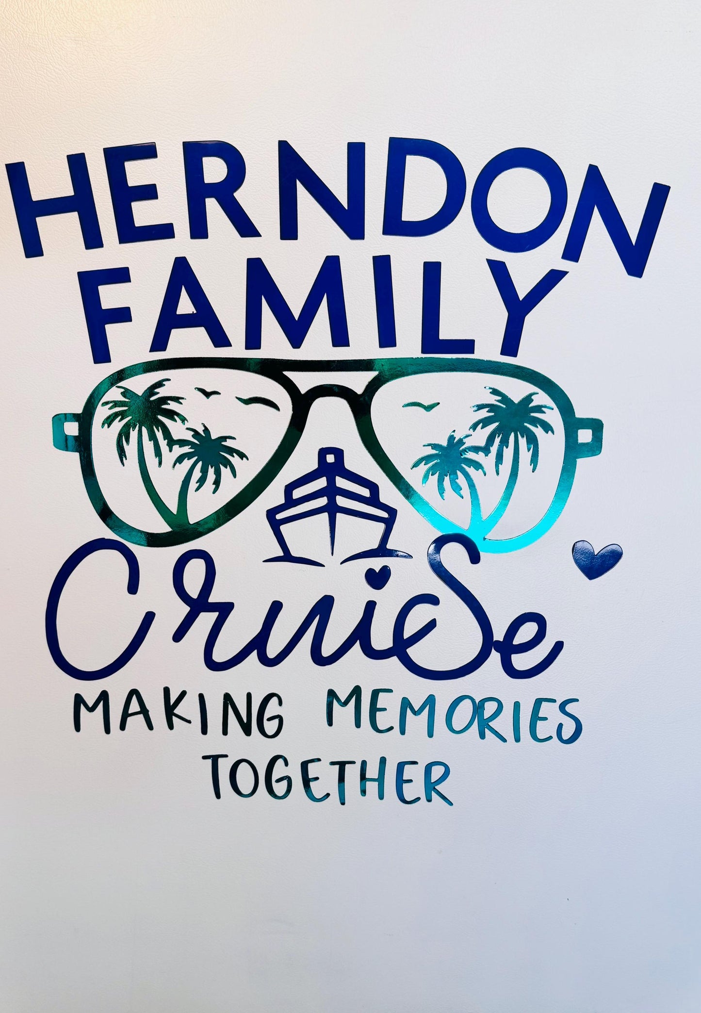 Family Cruise Magnet with Aviator Sunglasses | Personalized Door Decor Magnet | Making Memories Together Sign