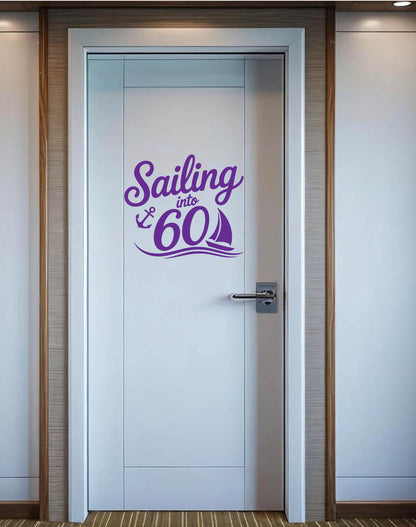 Custom Nautical Birthday Cruise Door Magnet, Sailing Into Milestone Year Decor