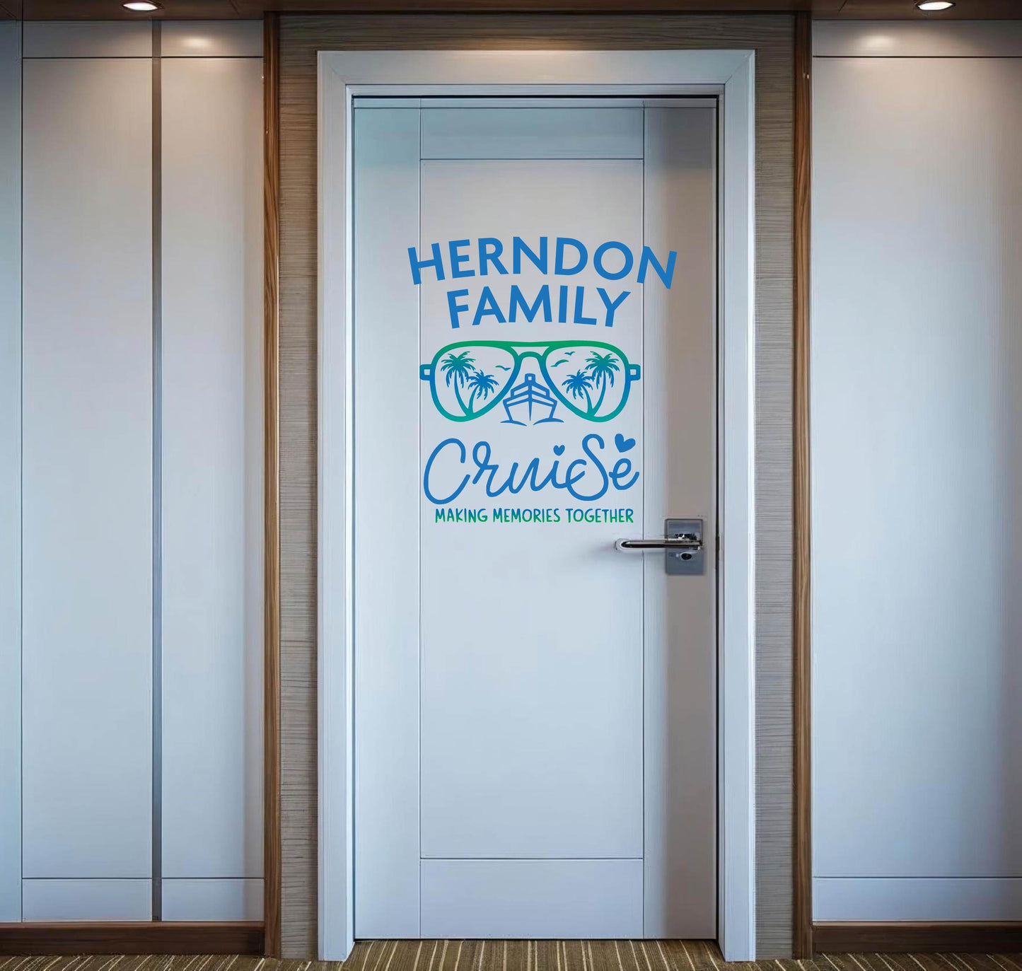 Family Cruise Magnet with Aviator Sunglasses | Personalized Door Decor Magnet | Making Memories Together Sign