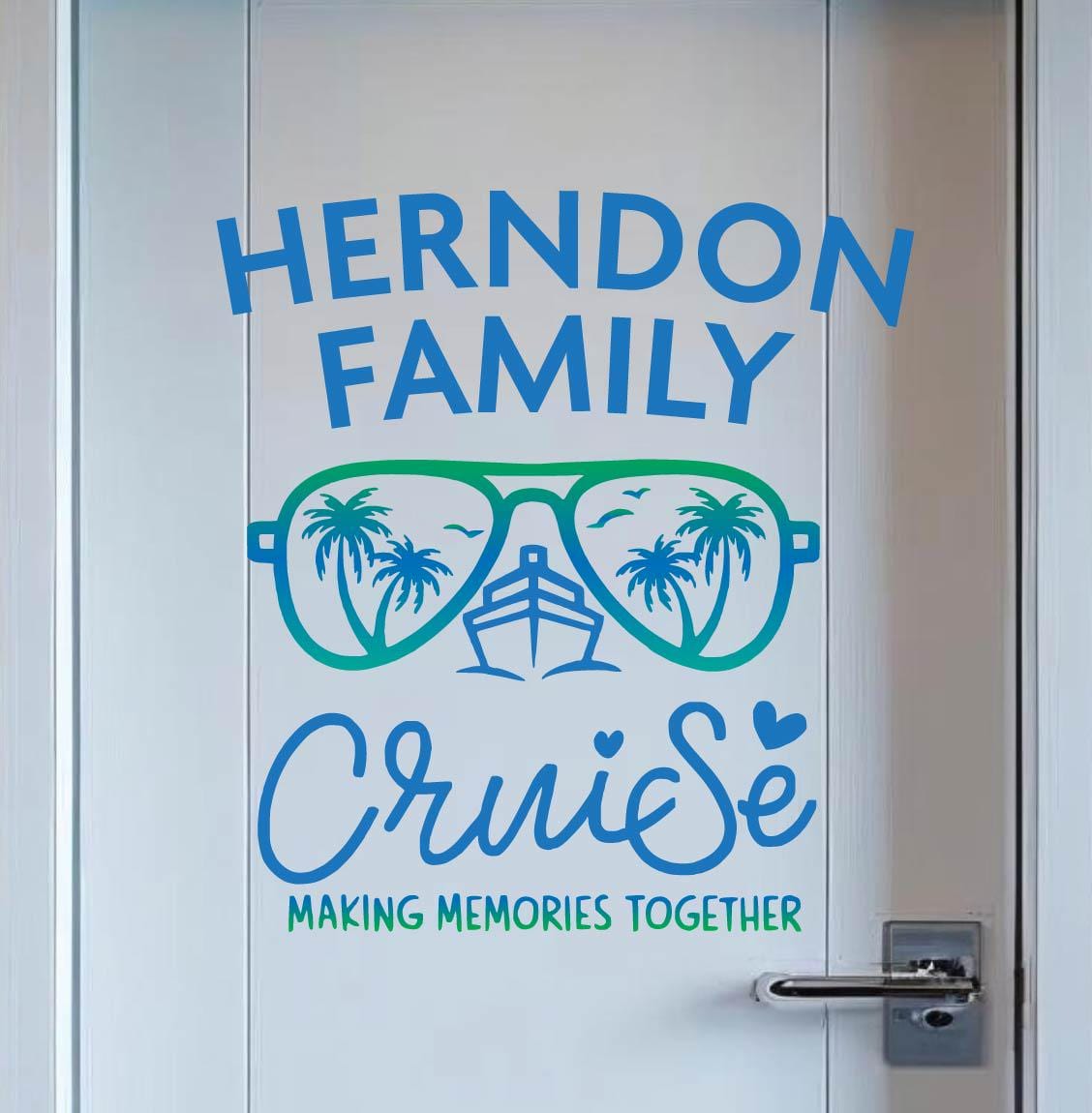 Family Cruise Magnet with Aviator Sunglasses | Personalized Door Decor Magnet | Making Memories Together Sign