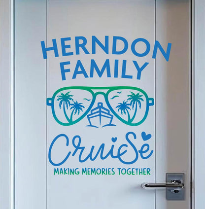 Family Cruise Magnet with Aviator Sunglasses | Personalized Door Decor Magnet | Making Memories Together Sign