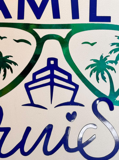 Family Cruise Magnet with Aviator Sunglasses | Personalized Door Decor Magnet | Making Memories Together Sign