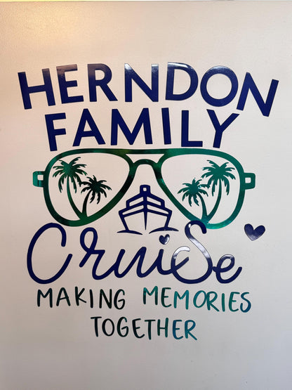 Family Cruise Magnet with Aviator Sunglasses | Personalized Door Decor Magnet | Making Memories Together Sign