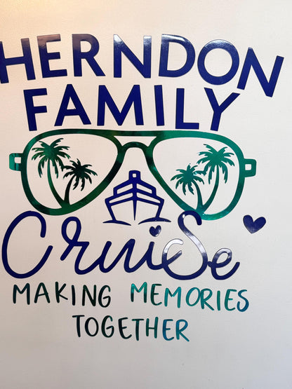 Family Cruise Magnet with Aviator Sunglasses | Personalized Door Decor Magnet | Making Memories Together Sign