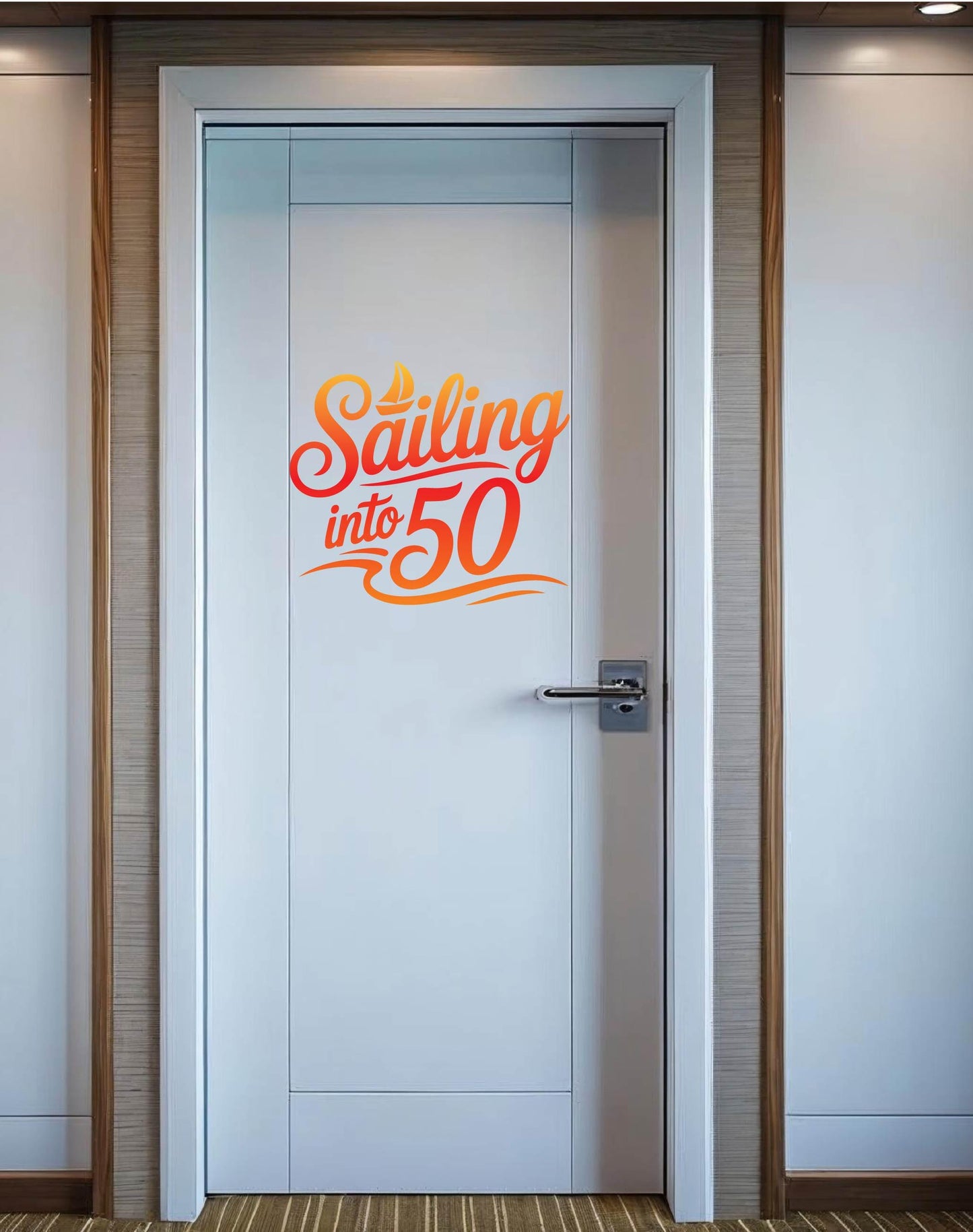 Custom Nautical Birthday Cruise Door Magnet, Sailing Into Milestone Year Decor
