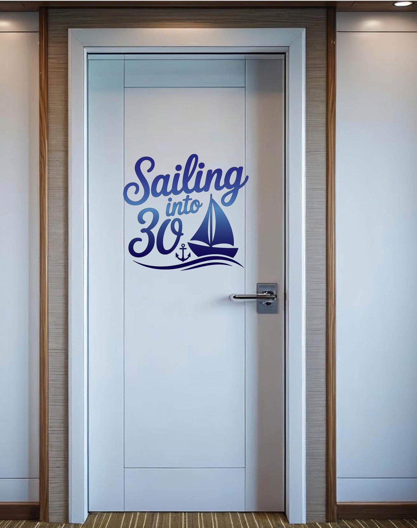 Custom Nautical Birthday Cruise Door Magnet, Sailing Into Milestone Year Decor