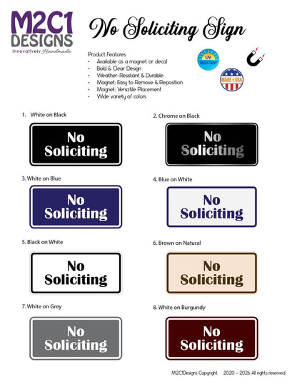 No Soliciting Magnet for Front Door | Weatherproof Magnetic Door Sign