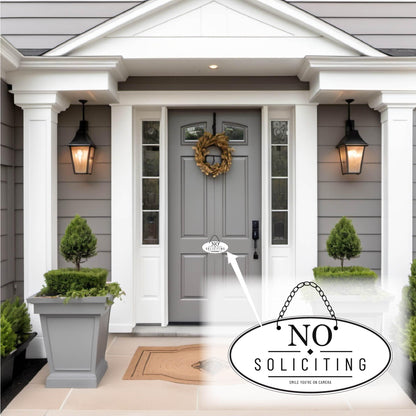 Wood No Soliciting Sign – Personalized Front Door Sign - Oval shape