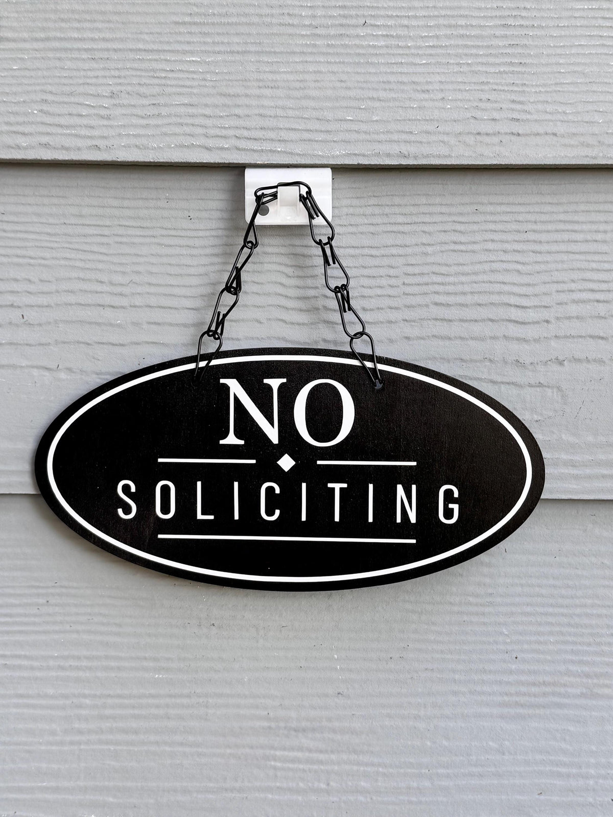 Wood No Soliciting Sign – Personalized Front Door Sign - Oval shape
