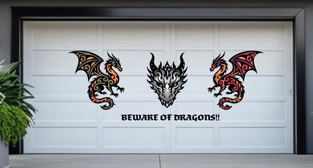 Dragon Garage Door Magnets | Beware Halloween Decoration | Throne of Dragons