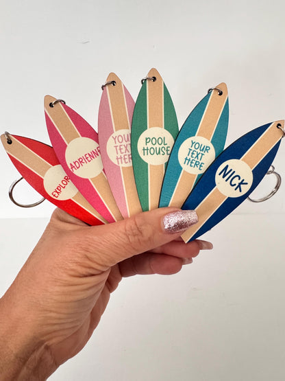 Personalized Surfboard Keychain | Coastal Key Organizer, Beach House Tag