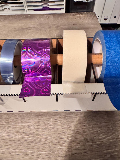 Multi Roll Tape Dispenser | Wooden Washi Tape Holder with Cutter | Laser Cut Craft Tape Organizer | Gift Wrap & Scrapbook Storage