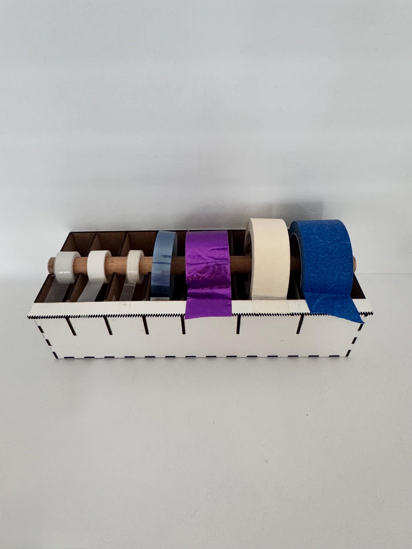 Multi Roll Tape Dispenser | Wooden Washi Tape Holder with Cutter | Laser Cut Craft Tape Organizer | Gift Wrap & Scrapbook Storage