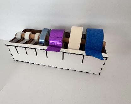 Multi Roll Tape Dispenser | Wooden Washi Tape Holder with Cutter | Laser Cut Craft Tape Organizer | Gift Wrap & Scrapbook Storage