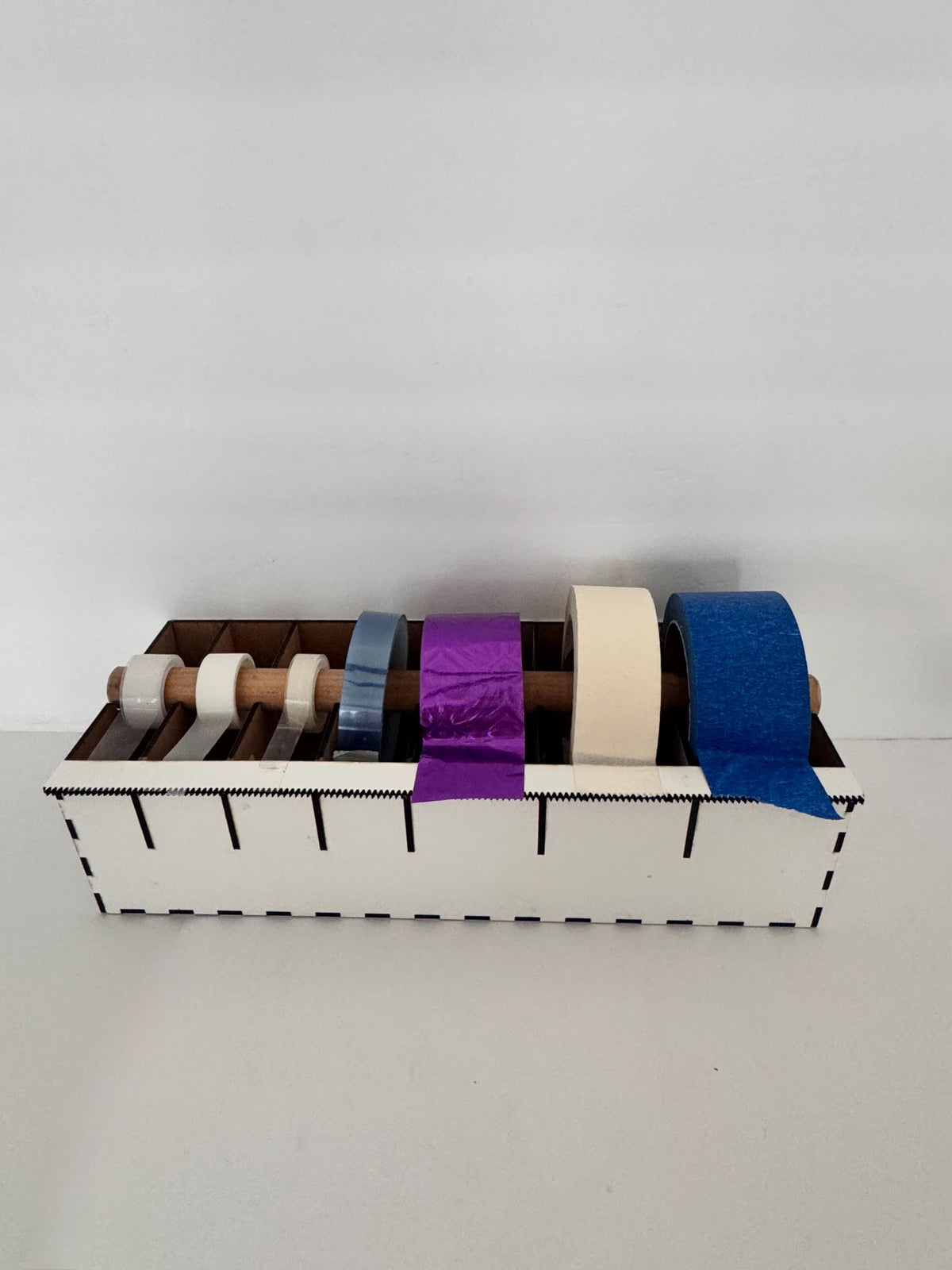 Multi Roll Tape Dispenser | Wooden Washi Tape Holder with Cutter | Laser Cut Craft Tape Organizer | Gift Wrap & Scrapboo