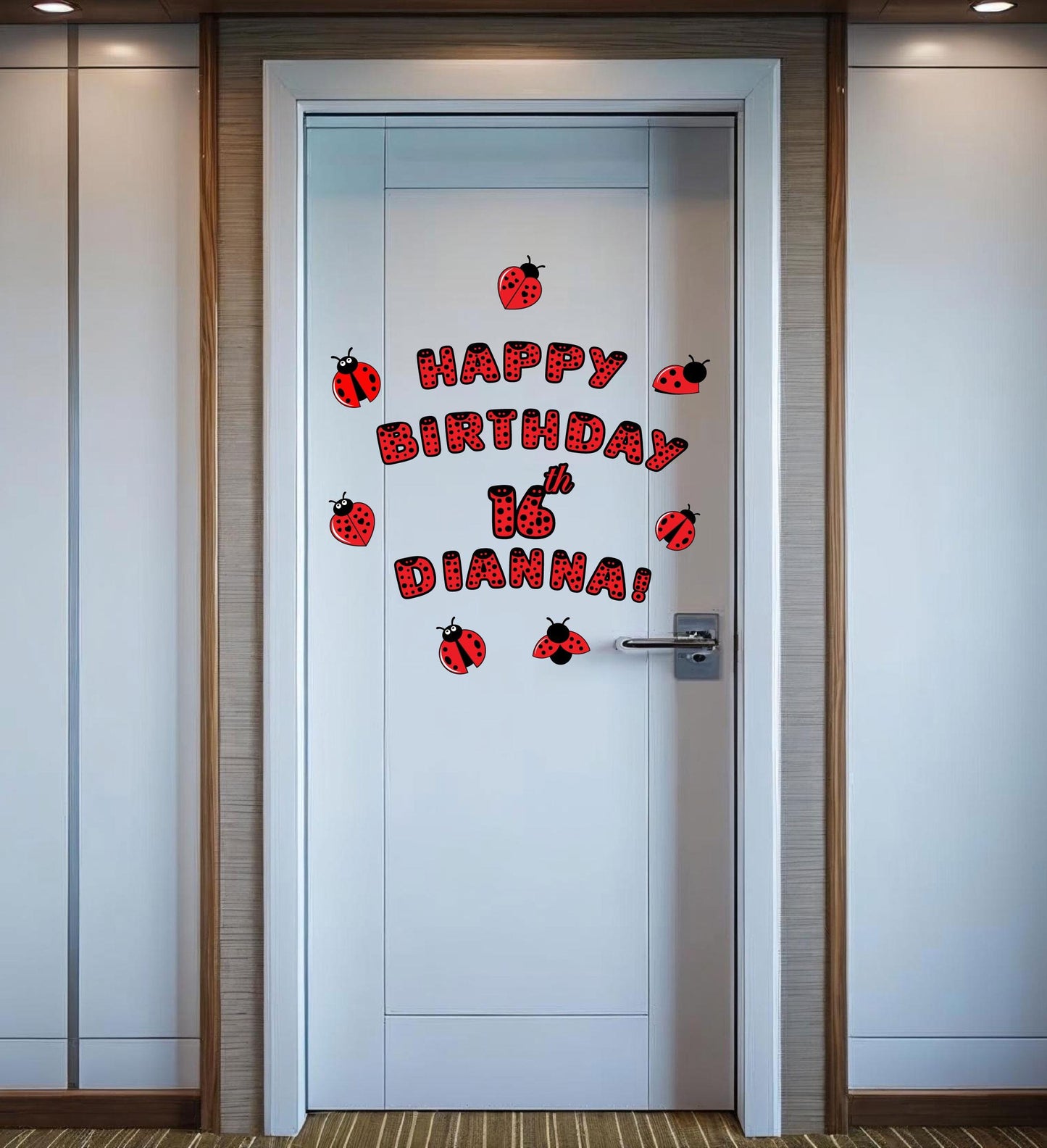 Ladybug Cruise Ship Cabin Door Decor | Personalized Birthday Door Magnets | Happy Birthday Name Decorations | Cruise Doo